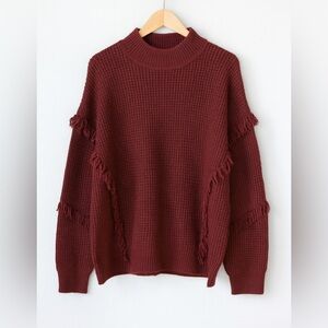 Michael Kors fringe deconstructed waffleknit sweater sz L women’s chunky boho we